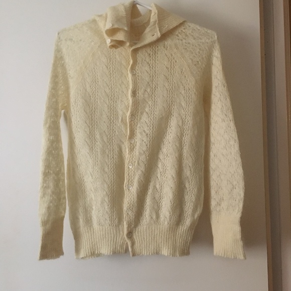 JUNYA WATANABE COMME DES GARCONS Ivory Mohair Pointelle Cardigan S - Picture 1 of 5